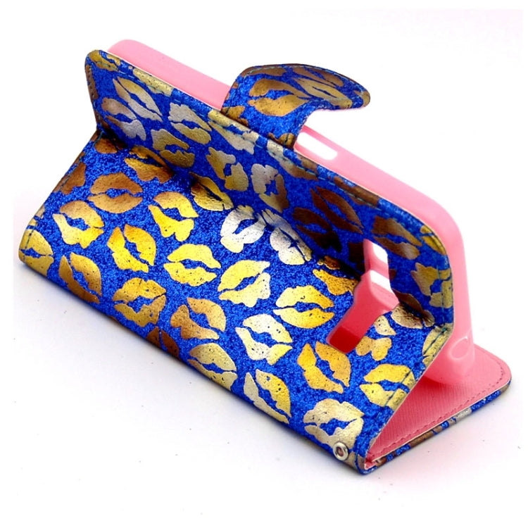 Golden Lips Pattern Flip Leather Case with Holder & Card Slots for Galaxy Core Prime / G360