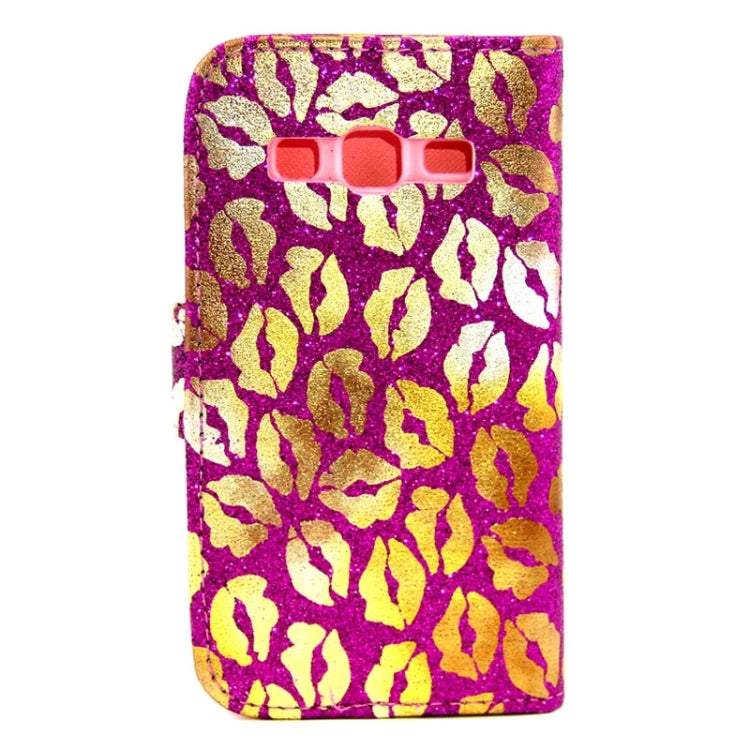 Golden Lips Pattern Flip Leather Case with Holder & Card Slots for Galaxy Core Prime / G360