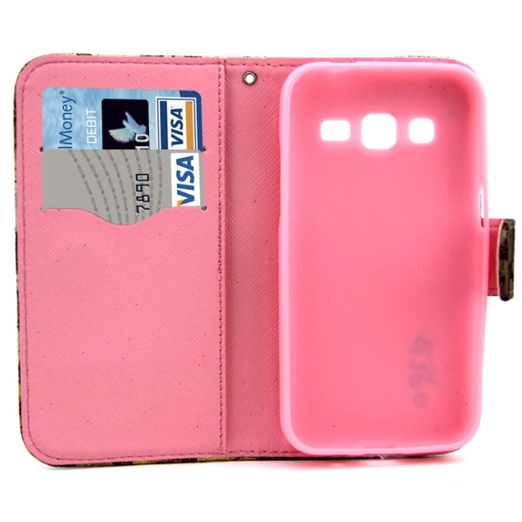 Golden Lips Pattern Flip Leather Case with Holder & Card Slots for Galaxy Core Prime / G360
