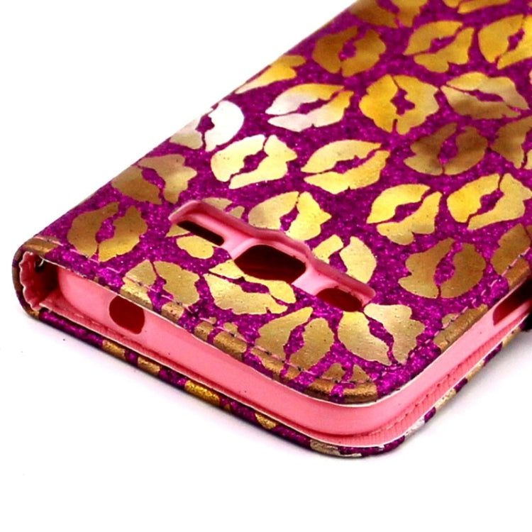 Golden Lips Pattern Flip Leather Case with Holder & Card Slots for Galaxy Core Prime / G360