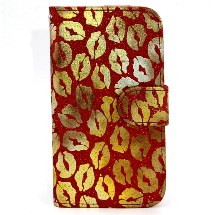 Golden Lips Pattern Flip Leather Case with Holder & Card Slots for Galaxy Core Prime / G360