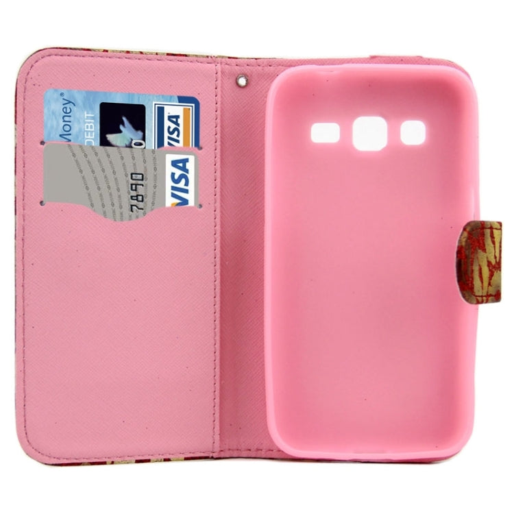 Golden Lips Pattern Flip Leather Case with Holder & Card Slots for Galaxy Core Prime / G360
