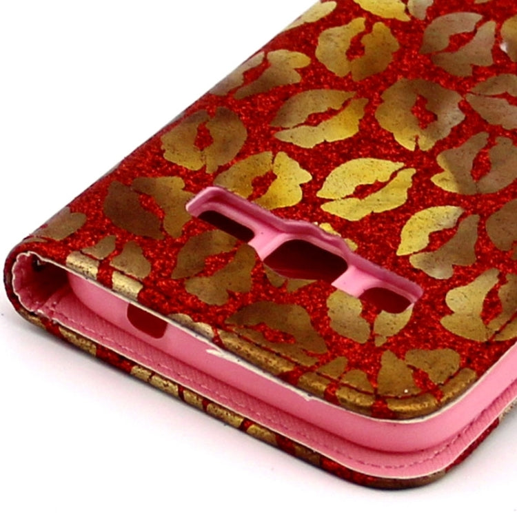 Golden Lips Pattern Flip Leather Case with Holder & Card Slots for Galaxy Core Prime / G360