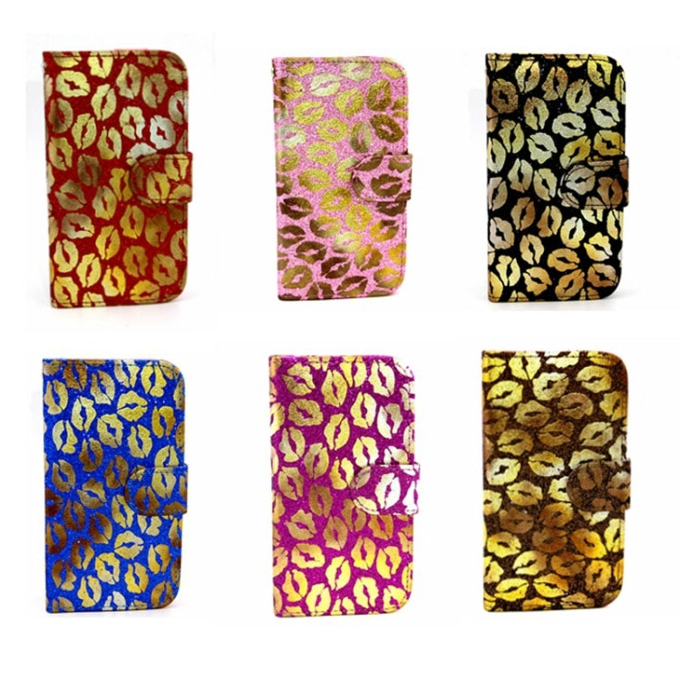 Golden Lips Pattern Flip Leather Case with Holder & Card Slots for Galaxy Core Prime / G360