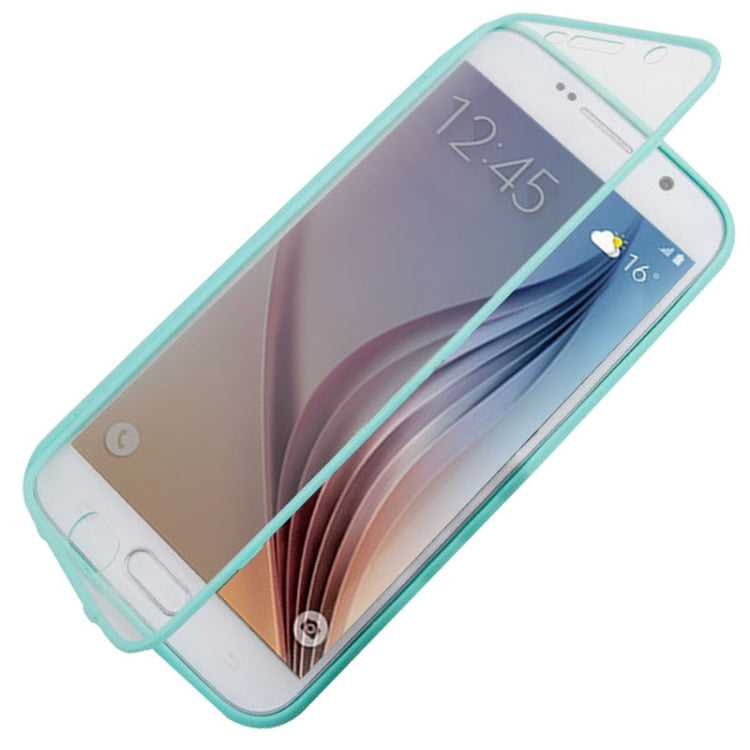 For Galaxy S6 Horizontal Flip Transparent PC Front Cover + TPU Back Cover Protective Case