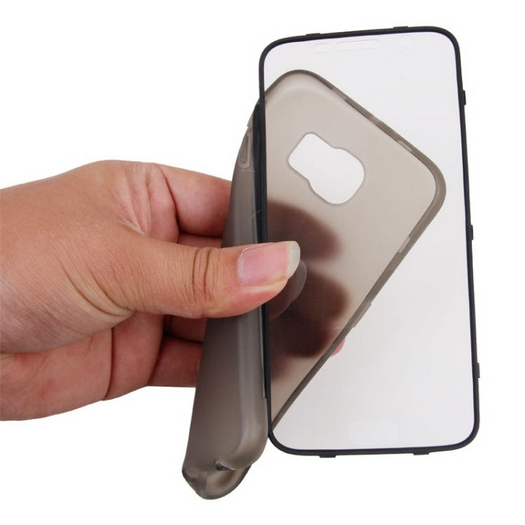 For Galaxy S6 Horizontal Flip Transparent PC Front Cover + TPU Back Cover Protective Case