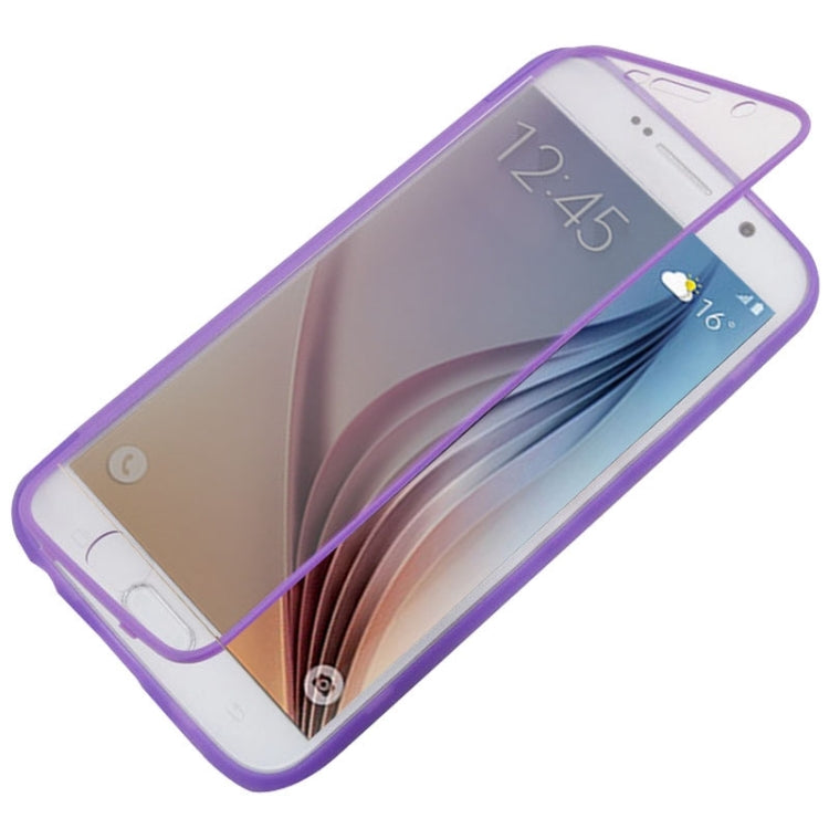 For Galaxy S6 Horizontal Flip Transparent PC Front Cover + TPU Back Cover Protective Case