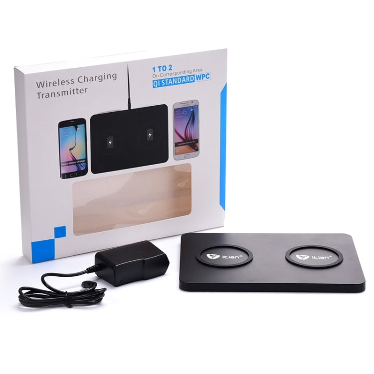Itian Q300 Qi Standard Dual Phone Wireless Charger, For iPhone 8 / 8 Plus / X &  Galaxy S8 / S8 Plus / S6 / S6 edge+ / Note 5 / Nokia / LG / iPhone / HTC and Other Mobile Phone(Black)