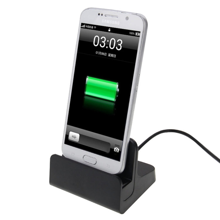 5V 2A Micro USB Dock Charger with Micro USB Charging Cable for Galaxy S6 Edge+ / S6 Edge / S6 / S IV / Note 5 / Note 5 Edge, HTC, Sony(Black)