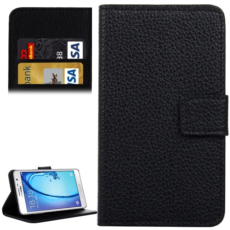 Litchi Texture Solid Color Horizontal Flip Leather Case with Holder & Card Slots & Wallet for Galaxy On5 / G550