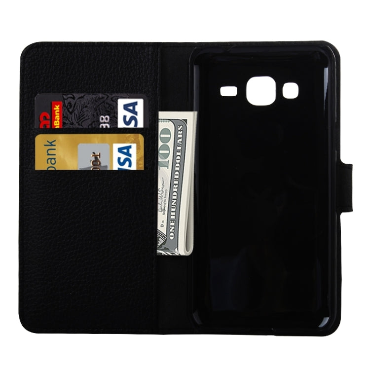 Litchi Texture Solid Color Horizontal Flip Leather Case with Holder & Card Slots & Wallet for Galaxy On5 / G550