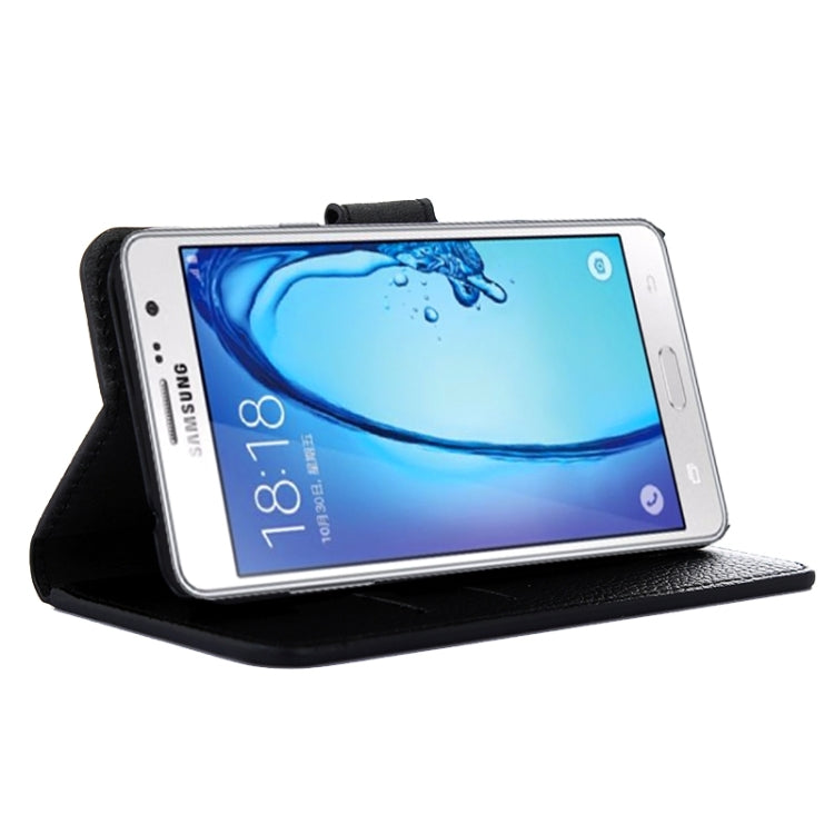 Litchi Texture Solid Color Horizontal Flip Leather Case with Holder & Card Slots & Wallet for Galaxy On5 / G550