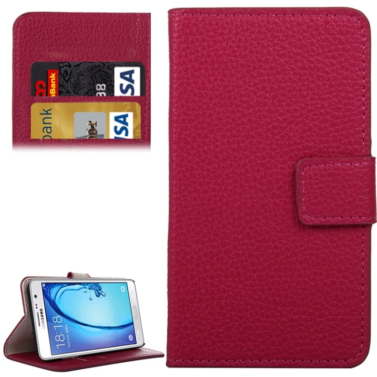 Litchi Texture Solid Color Horizontal Flip Leather Case with Holder & Card Slots & Wallet for Galaxy On5 / G550