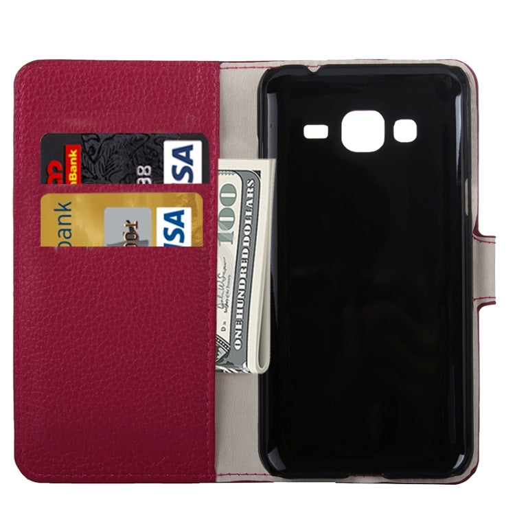 Litchi Texture Solid Color Horizontal Flip Leather Case with Holder & Card Slots & Wallet for Galaxy On5 / G550