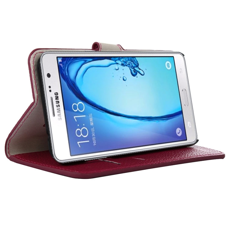 Litchi Texture Solid Color Horizontal Flip Leather Case with Holder & Card Slots & Wallet for Galaxy On5 / G550
