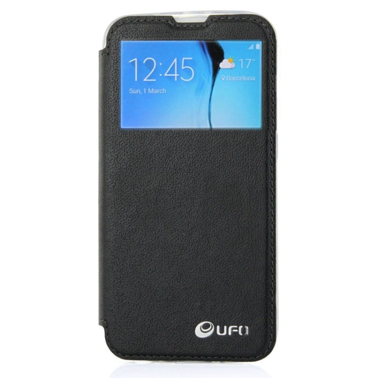 For Galaxy S6 / G920 UFO Horizontal Flip Orange Peel TPU PU Leather Case with Call Display & Holder & Card Slot & Wallet