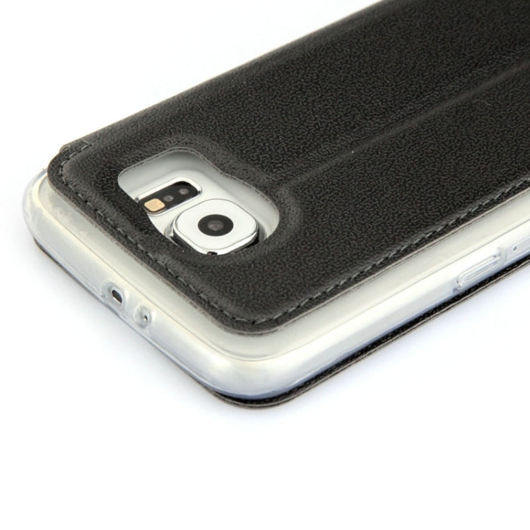 For Galaxy S6 / G920 UFO Horizontal Flip Orange Peel TPU PU Leather Case with Call Display & Holder & Card Slot & Wallet