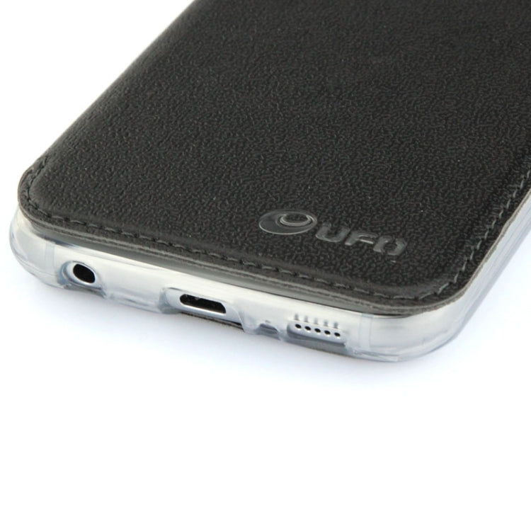 For Galaxy S6 / G920 UFO Horizontal Flip Orange Peel TPU PU Leather Case with Call Display & Holder & Card Slot & Wallet