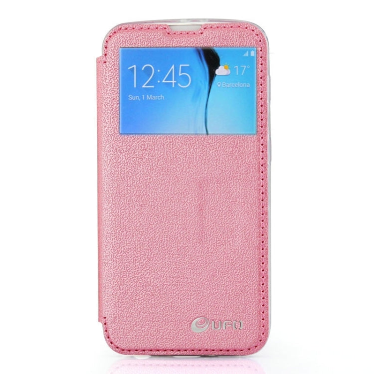 For Galaxy S6 / G920 UFO Horizontal Flip Orange Peel TPU PU Leather Case with Call Display & Holder & Card Slot & Wallet
