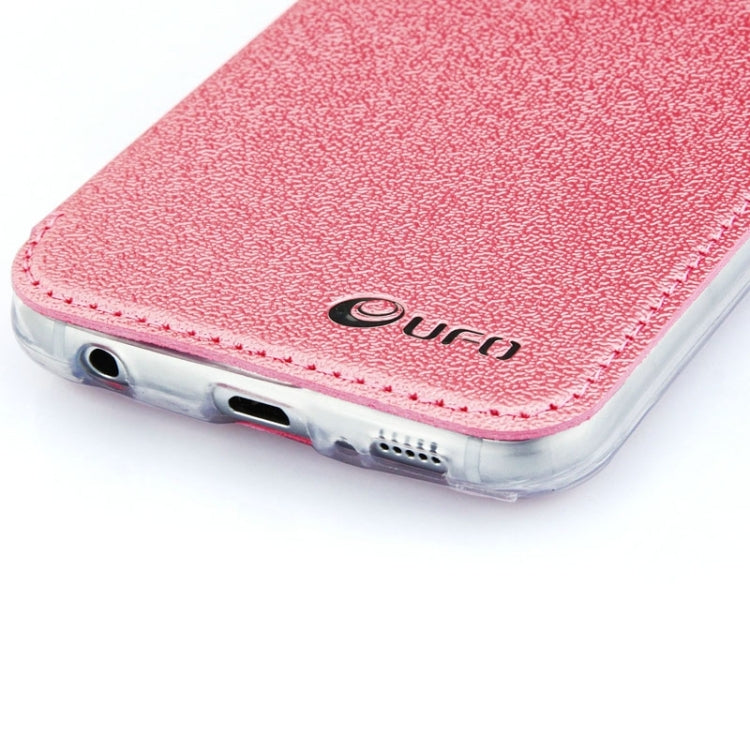 For Galaxy S6 / G920 UFO Horizontal Flip Orange Peel TPU PU Leather Case with Call Display & Holder & Card Slot & Wallet