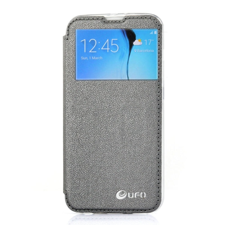 For Galaxy S6 / G920 UFO Horizontal Flip Orange Peel TPU PU Leather Case with Call Display & Holder & Card Slot & Wallet