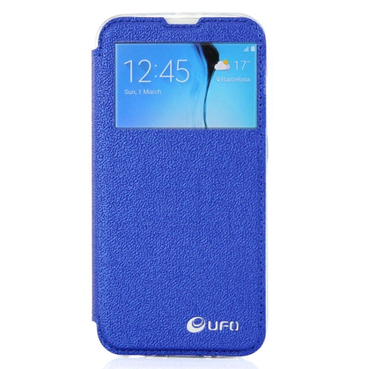 For Galaxy S6 / G920 UFO Horizontal Flip Orange Peel TPU PU Leather Case with Call Display & Holder & Card Slot & Wallet