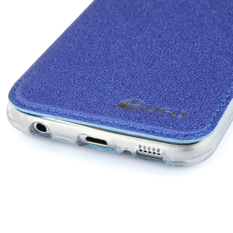 For Galaxy S6 / G920 UFO Horizontal Flip Orange Peel TPU PU Leather Case with Call Display & Holder & Card Slot & Wallet