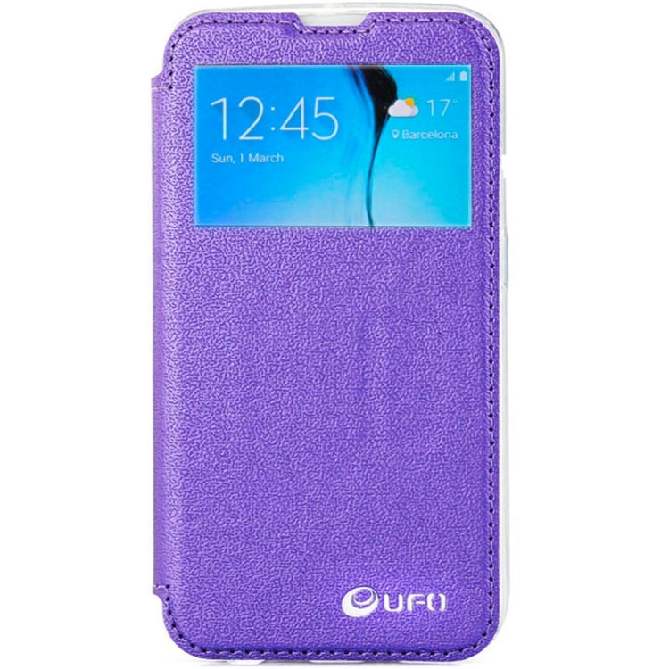 For Galaxy S6 / G920 UFO Horizontal Flip Orange Peel TPU PU Leather Case with Call Display & Holder & Card Slot & Wallet