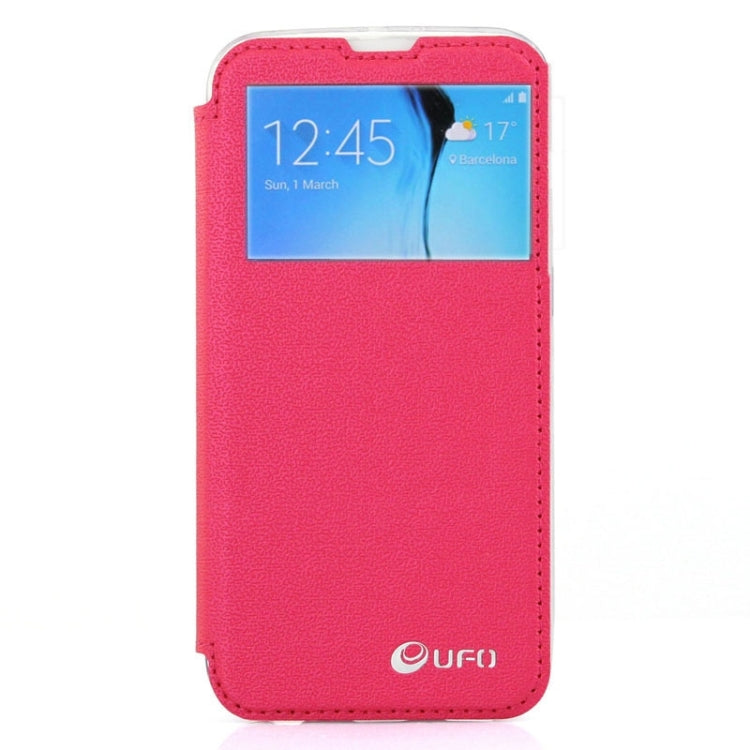 For Galaxy S6 / G920 UFO Horizontal Flip Orange Peel TPU PU Leather Case with Call Display & Holder & Card Slot & Wallet