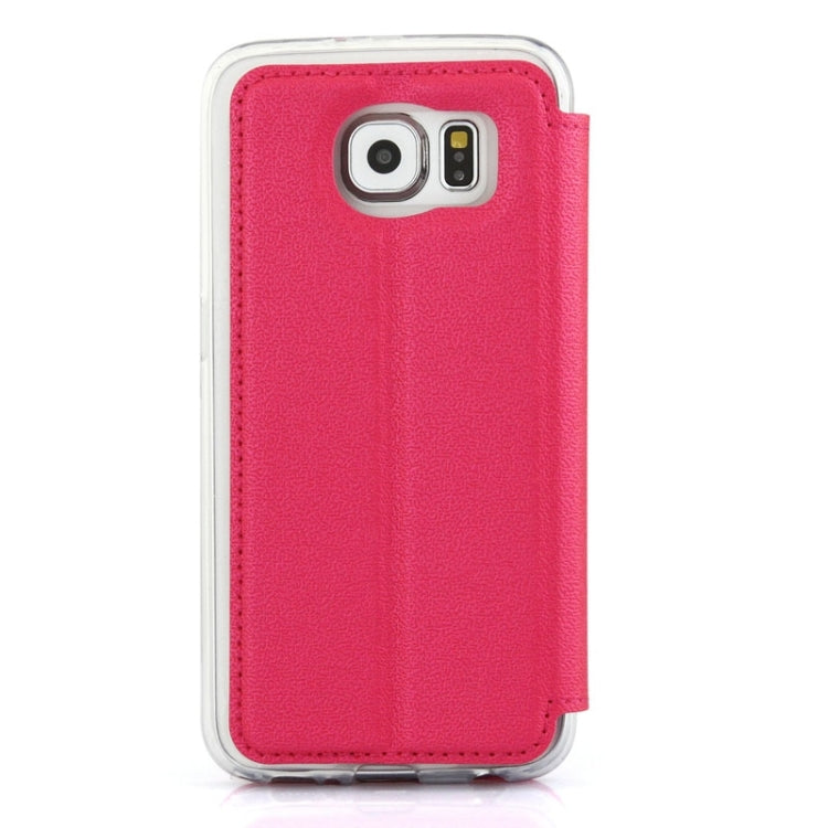 For Galaxy S6 / G920 UFO Horizontal Flip Orange Peel TPU PU Leather Case with Call Display & Holder & Card Slot & Wallet