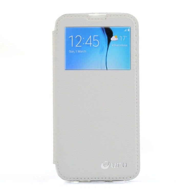 For Galaxy S6 / G920 UFO Horizontal Flip Orange Peel TPU PU Leather Case with Call Display & Holder & Card Slot & Wallet