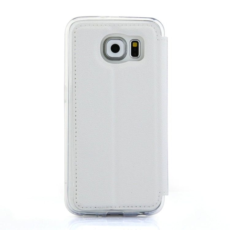 For Galaxy S6 / G920 UFO Horizontal Flip Orange Peel TPU PU Leather Case with Call Display & Holder & Card Slot & Wallet