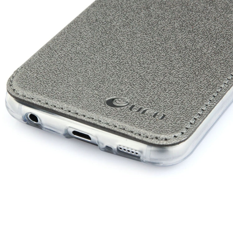 UFO Horizontal Flip Orange Peel TPU PU Leather Case with Call Display & Holder & Card Slot & Wallet for Galaxy J1