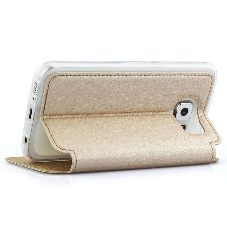 UFO Horizontal Flip Orange Peel TPU PU Leather Case with Call Display & Holder & Card Slot & Wallet for Galaxy J1