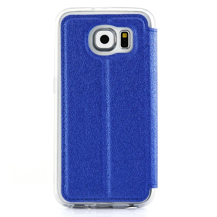 UFO Horizontal Flip Orange Peel TPU PU Leather Case with Call Display & Holder & Card Slot & Wallet for Galaxy J1