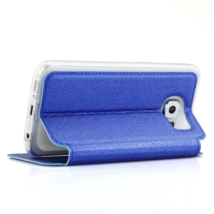 UFO Horizontal Flip Orange Peel TPU PU Leather Case with Call Display & Holder & Card Slot & Wallet for Galaxy J1