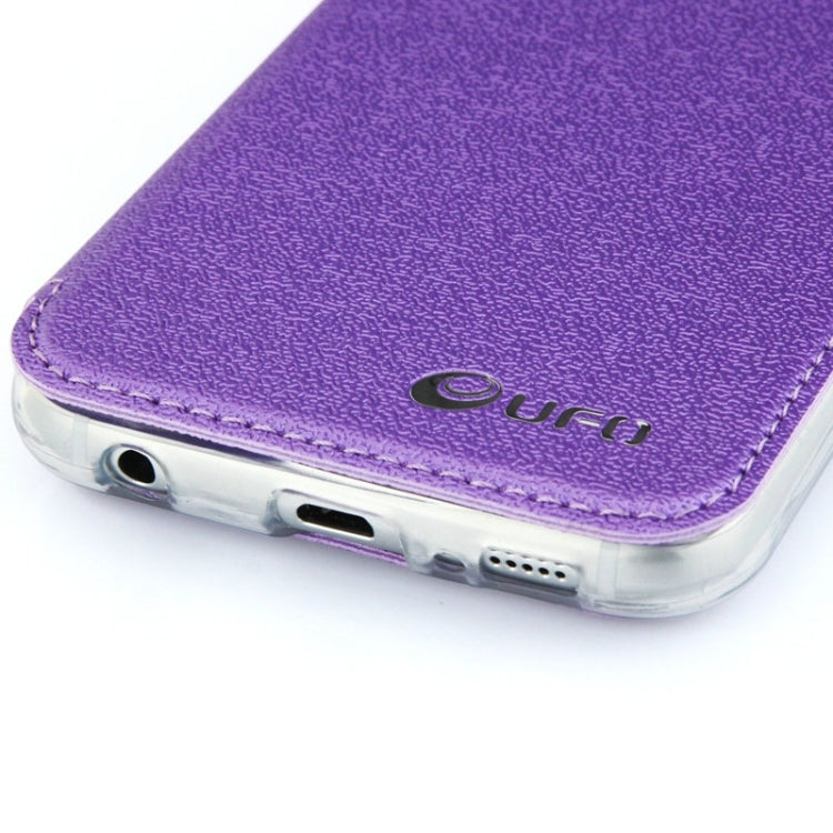UFO Horizontal Flip Orange Peel TPU PU Leather Case with Call Display & Holder & Card Slot & Wallet for Galaxy J1