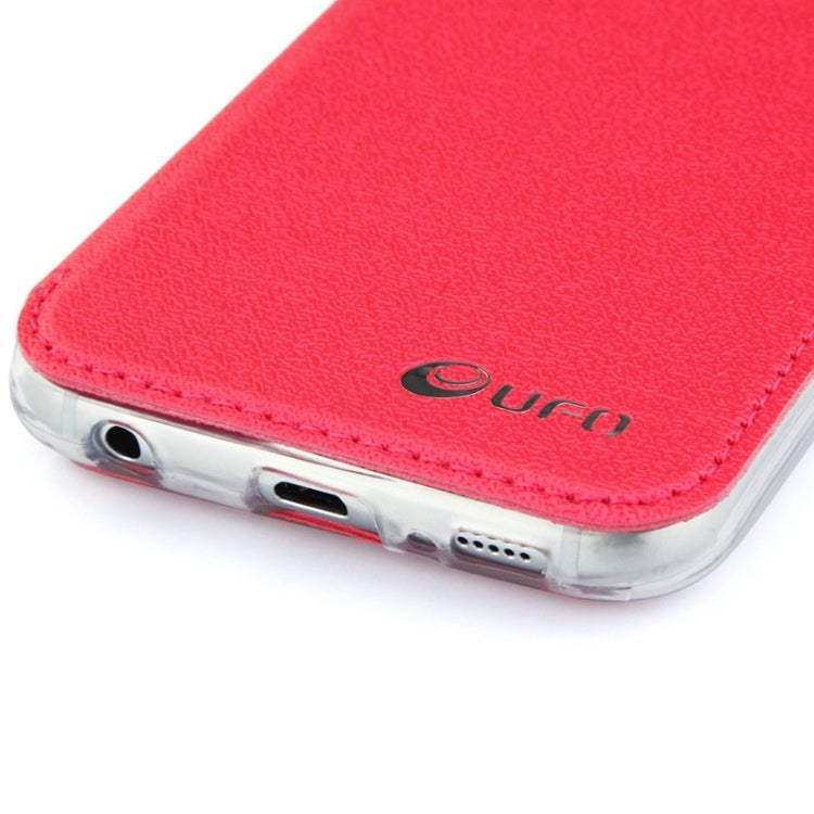 UFO Horizontal Flip Orange Peel TPU PU Leather Case with Call Display & Holder & Card Slot & Wallet for Galaxy J1