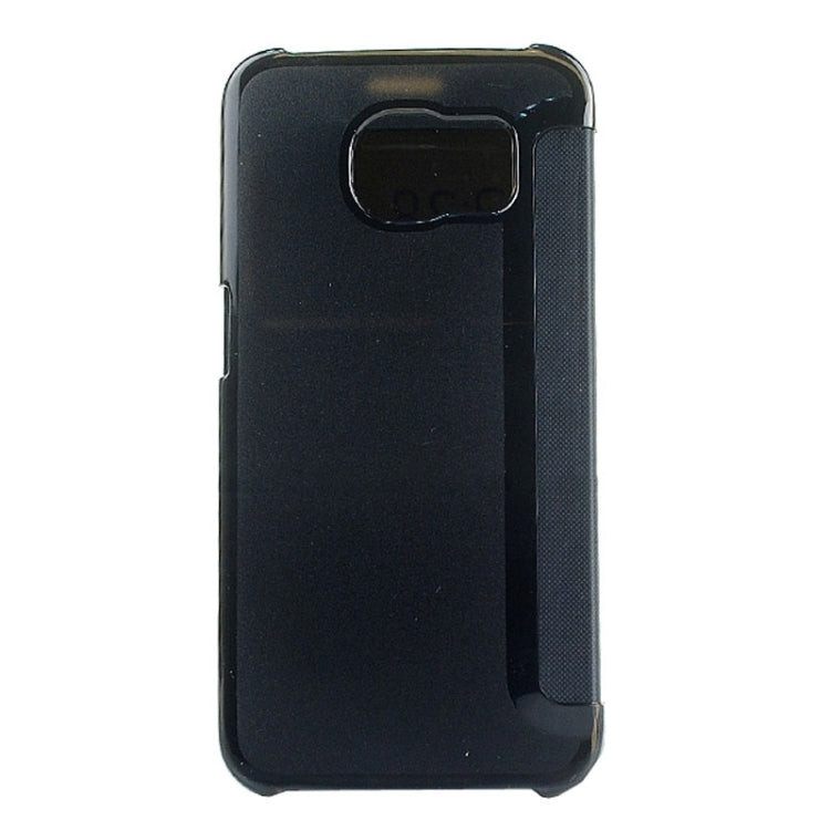 For Galaxy S6  Edge / G9250 PC PU Cashmere Fiber Leather Case with Transparent Back Shell & Call Display ID