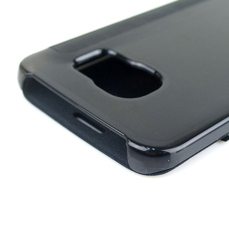 For Galaxy S6  Edge / G9250 PC PU Cashmere Fiber Leather Case with Transparent Back Shell & Call Display ID