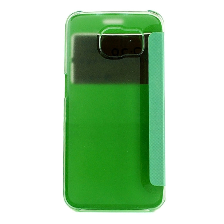 For Galaxy S6  Edge / G9250 PC PU Cashmere Fiber Leather Case with Transparent Back Shell & Call Display ID