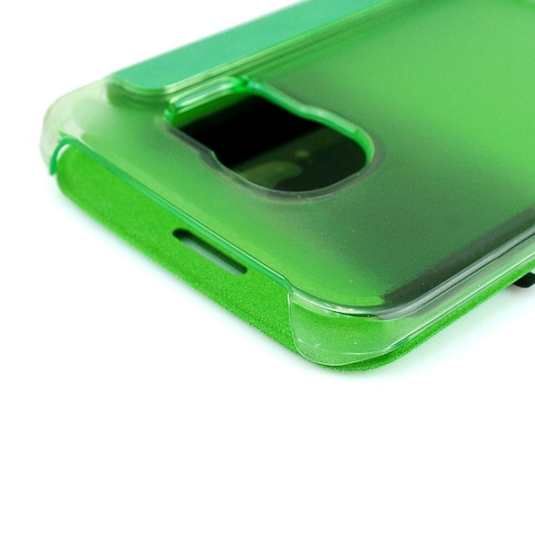 For Galaxy S6  Edge / G9250 PC PU Cashmere Fiber Leather Case with Transparent Back Shell & Call Display ID