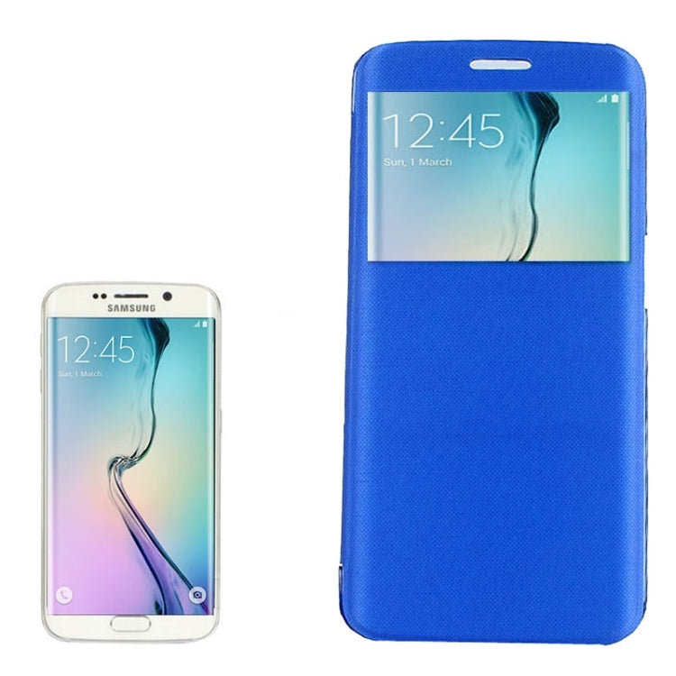 For Galaxy S6  Edge / G9250 PC PU Cashmere Fiber Leather Case with Transparent Back Shell & Call Display ID