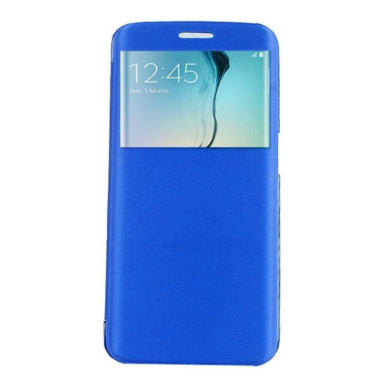 For Galaxy S6  Edge / G9250 PC PU Cashmere Fiber Leather Case with Transparent Back Shell & Call Display ID