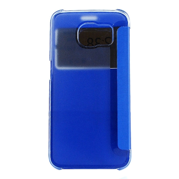 For Galaxy S6  Edge / G9250 PC PU Cashmere Fiber Leather Case with Transparent Back Shell & Call Display ID