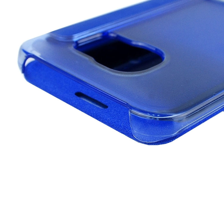 For Galaxy S6  Edge / G9250 PC PU Cashmere Fiber Leather Case with Transparent Back Shell & Call Display ID