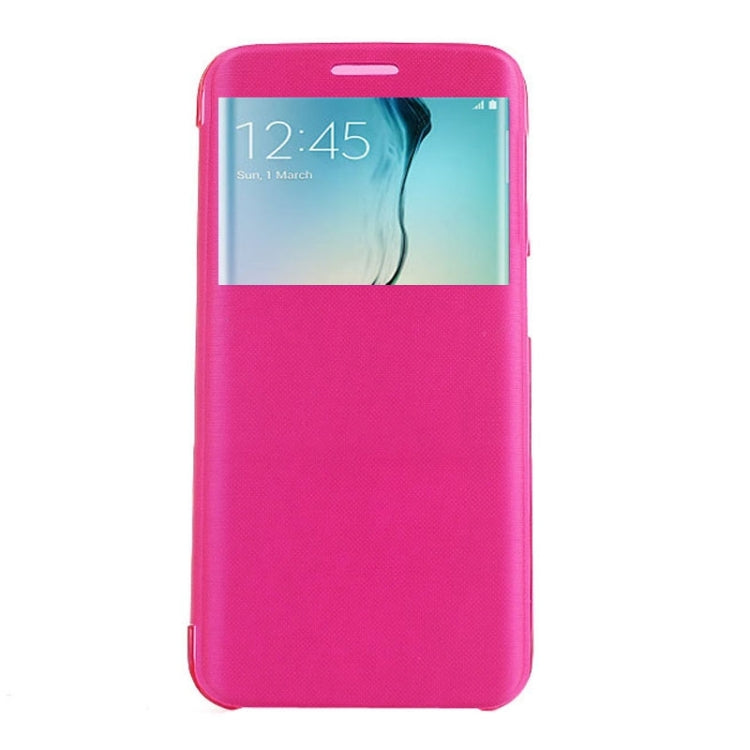 For Galaxy S6  Edge / G9250 PC PU Cashmere Fiber Leather Case with Transparent Back Shell & Call Display ID
