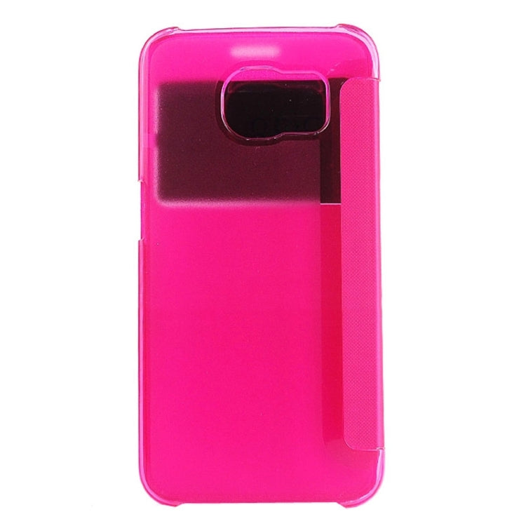 For Galaxy S6  Edge / G9250 PC PU Cashmere Fiber Leather Case with Transparent Back Shell & Call Display ID