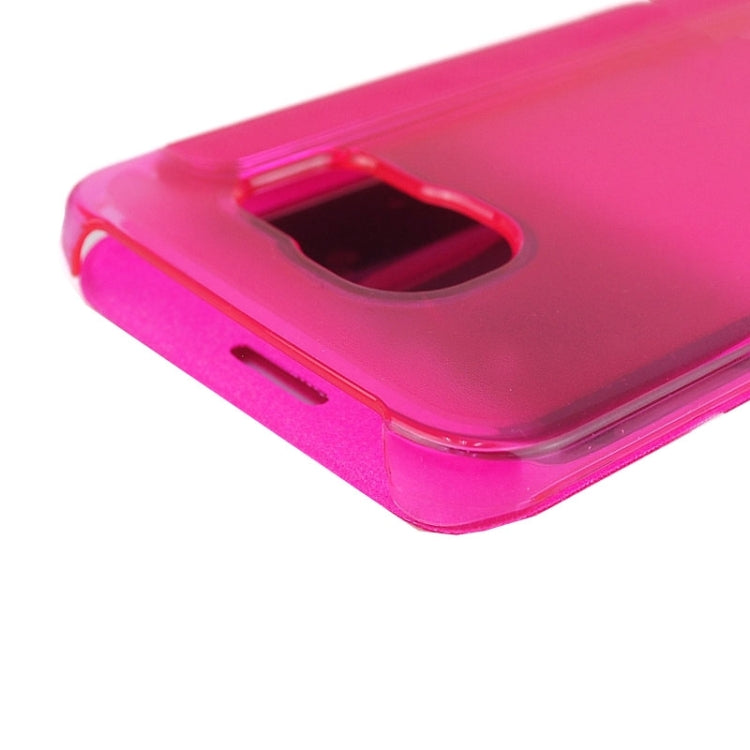 For Galaxy S6  Edge / G9250 PC PU Cashmere Fiber Leather Case with Transparent Back Shell & Call Display ID