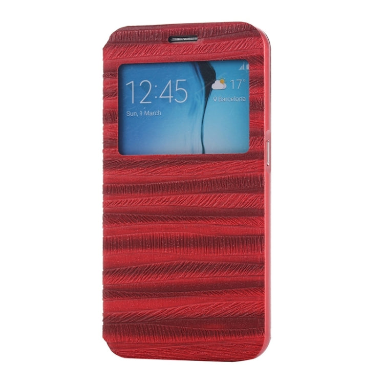 For Galaxy S6 / G920 Stripe Pattern PU Leather + Acrylic Combination Case with Aluminum Bumper Frame & Holder & Caller ID Display